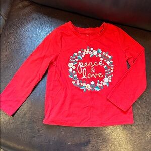 Cat & Jack Bright Red Peace & Love Long Sleeve Tee